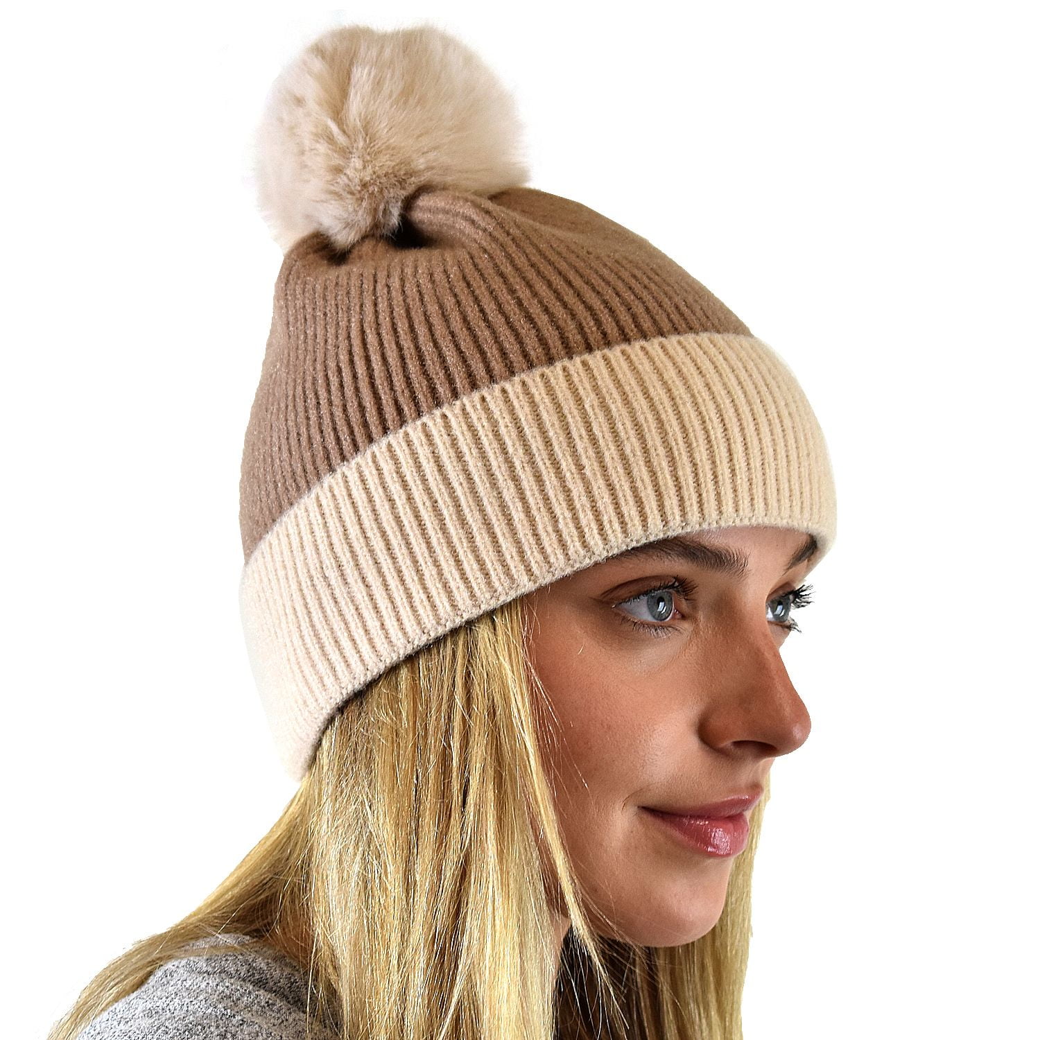 Max Colors Lurex Rim Ribbed Unisex Winter Hat with Snap for Pompom