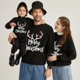 thumbnail image 3 of Camisetas navideñas a juego para la familia, diseño exclusivo luminoso, Feliz Navidad, cornamenta, sudadera familiar, 3 of 3
