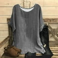 thumbnail image 2 of TKLPEHG Womens Summer Tops Crew Neck Tunic Shirt Lightweight Fashion Comfy Solid Color Loose Casual Short Sleeve T Shirt Blouses (Dark Gray,M), 2 of 3