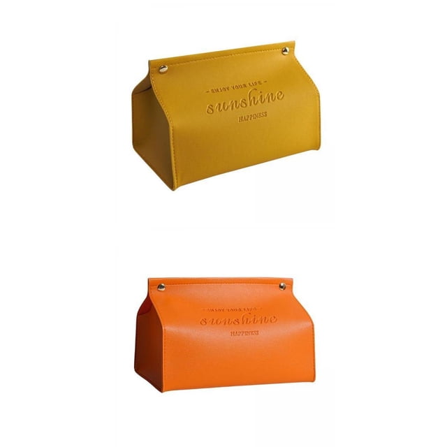 2x Caja de pañuelos de cuero PU Baoblaze amarillo+naranja