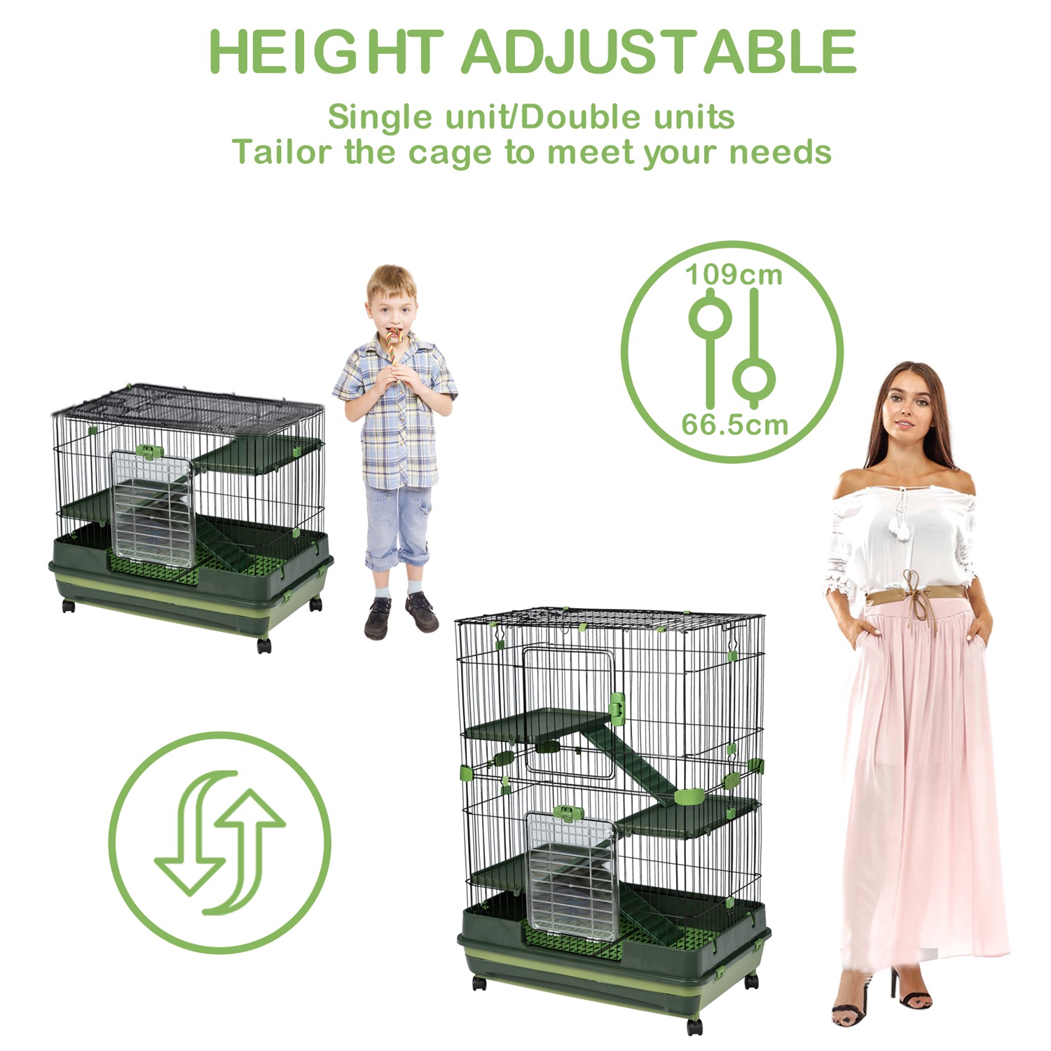 Pefilos 3-Tier Wire Cat Cage Playpen Kennel, 32" Collapsible Small Animal Metal Pet Cage with Lockable Casters Pull-out Tray for Rabbit Chinchilla Ferret Guinea Pig Squirrel Hedgehog, Green Pefilos 3-Tier Wire Cat Cage Playpen Kennel, 32" Collapsible Small Animal Metal Pet Cage with Lockable Casters Pull-out Tray for Rabbit Chinchilla Ferret Guinea Pig Squirrel Hedgehog, Green