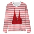 thumbnail image 4 of NAFUU Womens T-Shirts Crew Neck Short Sleeve Striped Print Comfortable Casual Top Daily Wear And Festive Celebrations T-Shirts For Women，Red, 4 of 5