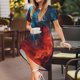 thumbnail image 3 of Balery Red And Blue Fire Vestidos sueltos de manga corta para mujer, vestidos de verano 2025, vestidos casuales de corte A con vuelo., 3 of 6