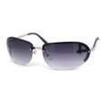 thumbnail image 2 of Classy Rimless Oval Metal Rim Luxury Gentlemanly Sunglasses Silver - Smoke, 2 of 4