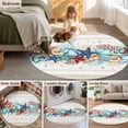 thumbnail image 5 of Round Area Rug 3.3 Ft, Blue Starfish Beach Washable Non-Slip Circle Carpet for Living Room/Bedroom, Summer Coral Conch Coastal Retro Beige Low-Profile Small Kitchen Mats Collection Rugs for Indoor, 5 of 7