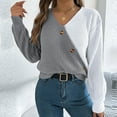 thumbnail image 6 of Buigttklop Women Long Sleeve V Neck Button Down Sweater Solid Color Ribbed Knit Sweater Casual Relaxed Fit Pullover Jumper, 6 of 6