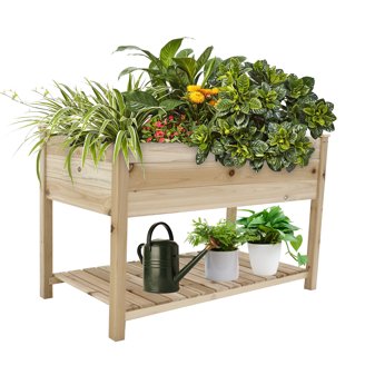 Sturdy Elevated Wooden Raised Garden Bed With Legs And Hooks – Large 47x30x22 Inch Planter Box Stand For Outdoor Vegetables, Flowers, Herbs