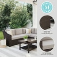 thumbnail image 4 of Martha Stewart Indoor-Outdoor Modular Patio 5-Seat Sectional Sofa in Brown Rattan Wicker with Tan All-Weather Cushions, 4 of 11