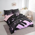 thumbnail image 2 of Manfei Music Melody Twin Bedding Sets 7pcs,Musical Theme Bedding Comforter Set 7pcs,Pink Black Piano Sheet Sets For Girl,Uper Cozy Bedroom Decoration Reversible, 2 of 5