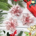 thumbnail image 6 of MINKUROW 20Pcs Christmas Flower Poinsettias 5.5 Inch Xmas Pink Glitter Artificial Flowers with 20Pcs Metal Clips Rose Gold Shining Faux Flowers for Christmas Tree Wreath Ornaments Wedding Party Decor, 6 of 7