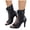 Black, variant on Women's Lace Up Mesh Heeled Sandals Open Toe Breathable Mid Calf Summer Boots Buckle Strap Pump Dress Shoes Black Size 6.5