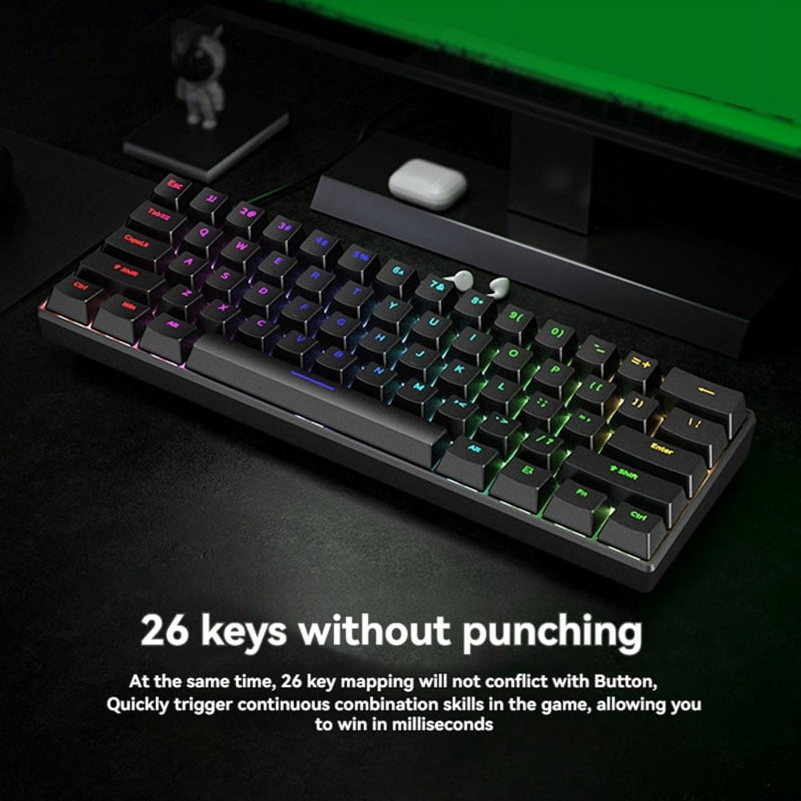 Mechanical Keyboard 61 Keys Mixed Light Hot Swap Keyboard Accessories Gaming Keyboard White Red