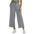 thumbnail image 4 of Danhjin Cargo Pants for Women High Waisted Straight Casual Pants Baggy Stretchy Wide Leg Streetwear Travel Hiking Pants, 4 of 9