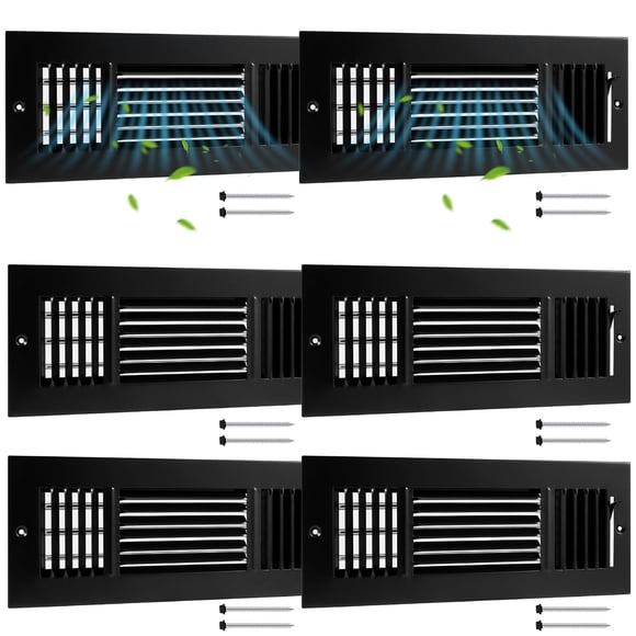 Fundas de ventilación de techo Datanly, 6 unidades, negras, 30 x 10 cm, 3 vías