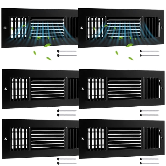 Fundas de ventilación de techo Datanly, 6 unidades, negras, 30 x 10 cm, 3 vías