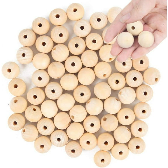 65-Pack 25mm (1 Inch) Natural Unfinished Wood Beads, Round Spacer Beads for DIY Jewelry Making, Home Decor, Craft Supplies, Art Projects & Party Decorations