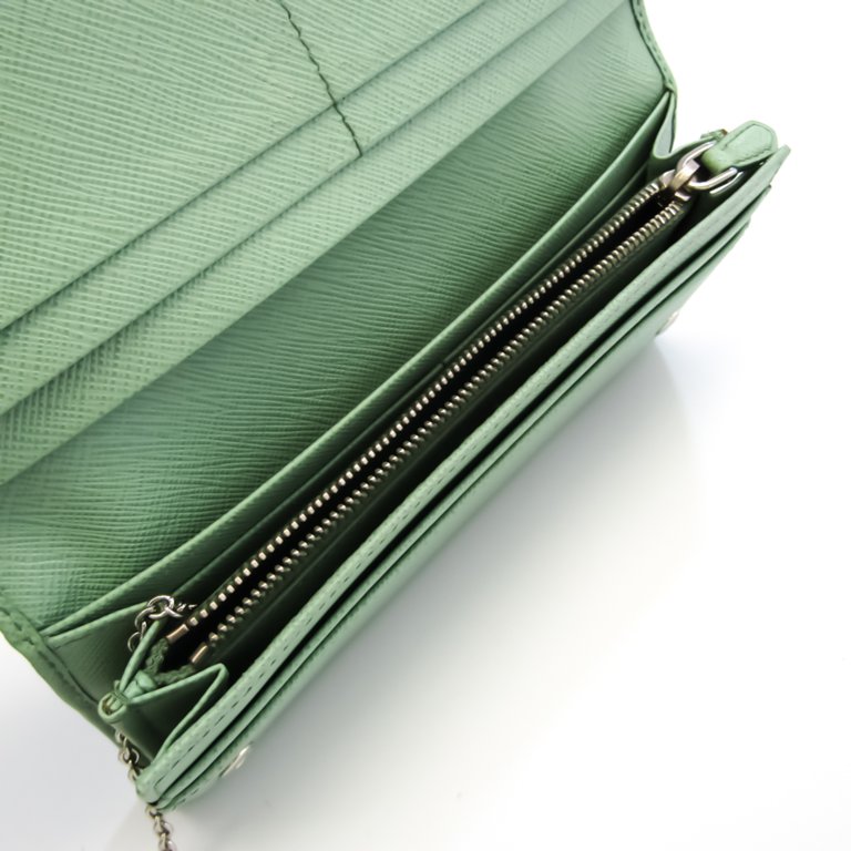 Prada Blue Saffiano Leather Bi-Fold Compact Wallet