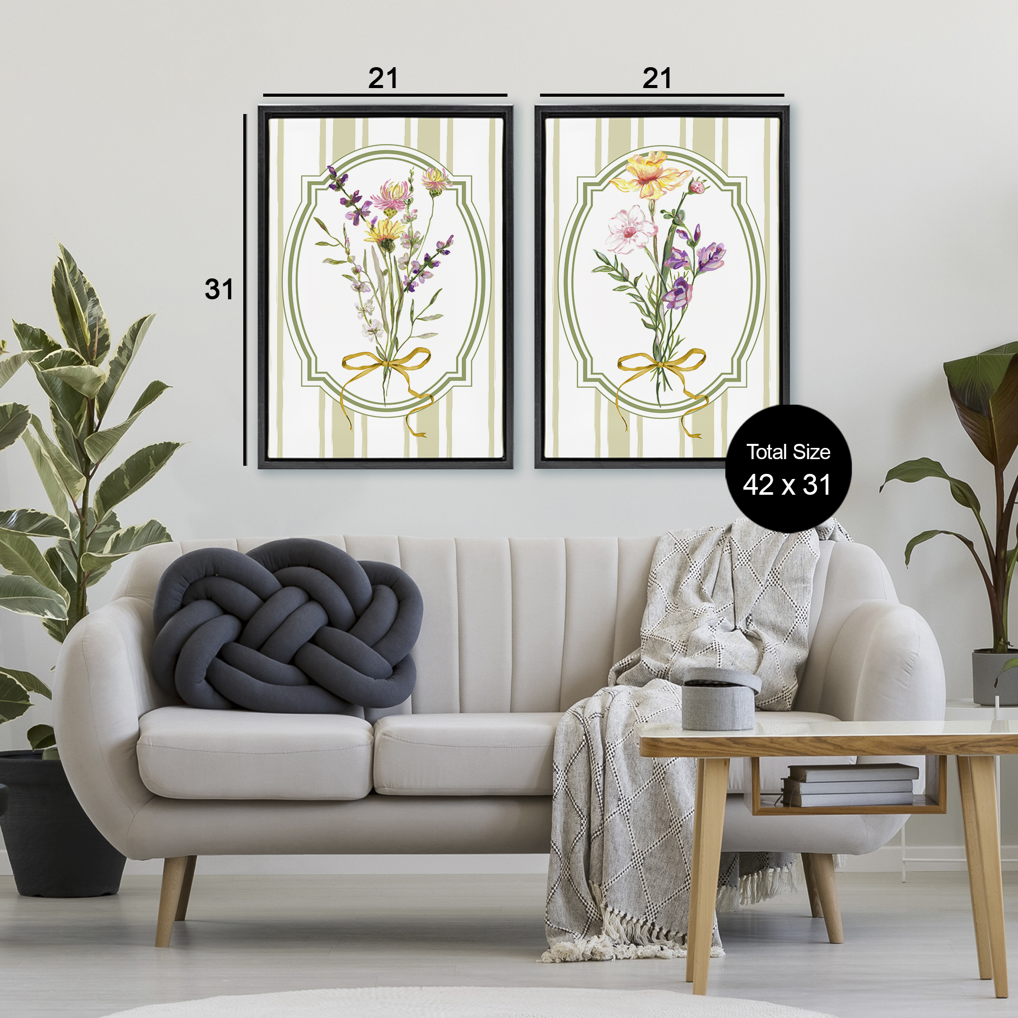 Wildflower Bundles Classic Stripes 2 Piece Black Framed Floater Canvas Set, design by Adonna Ebrahimi