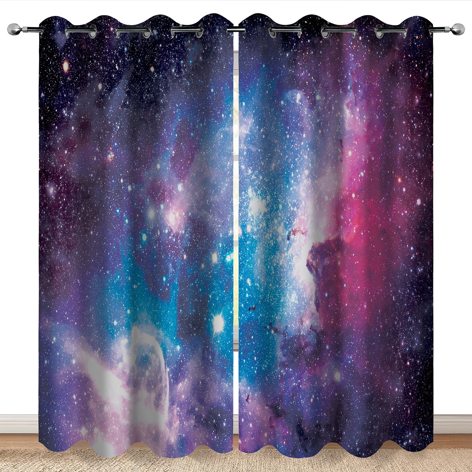 Wesan Galaxy Blackout Curtains Decor for Home Bedroom Living Room Grommet Window Drapes 104"x84