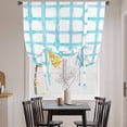 thumbnail image 3 of Blue Plaid Balloon Curtains for Bedroom/Front Door/Bathroom, Farmhouse Buffalo Check Stripes Modern Geometric Tie Up Curtains 63 Inch Length Kitchen Curtains Shades for Windows 46"x63", 3 of 8