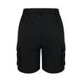 thumbnail image 2 of FRSASU Women's Work Cargo Shorts Summer Straight Leg Knee Length Plain Elastic Waist Regular Fit Shorts Black, 2 of 5