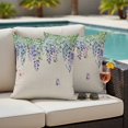 thumbnail image 5 of Spring Wisteria Pillow Covers 2 Pack Watercolor Falling Purple Floral Leaf Butterfly Linen Texture Pillowcase Waterproof Outdoor Throw Pillow Cover for Patio Garden Square Cushion 24”x24”, 5 of 9
