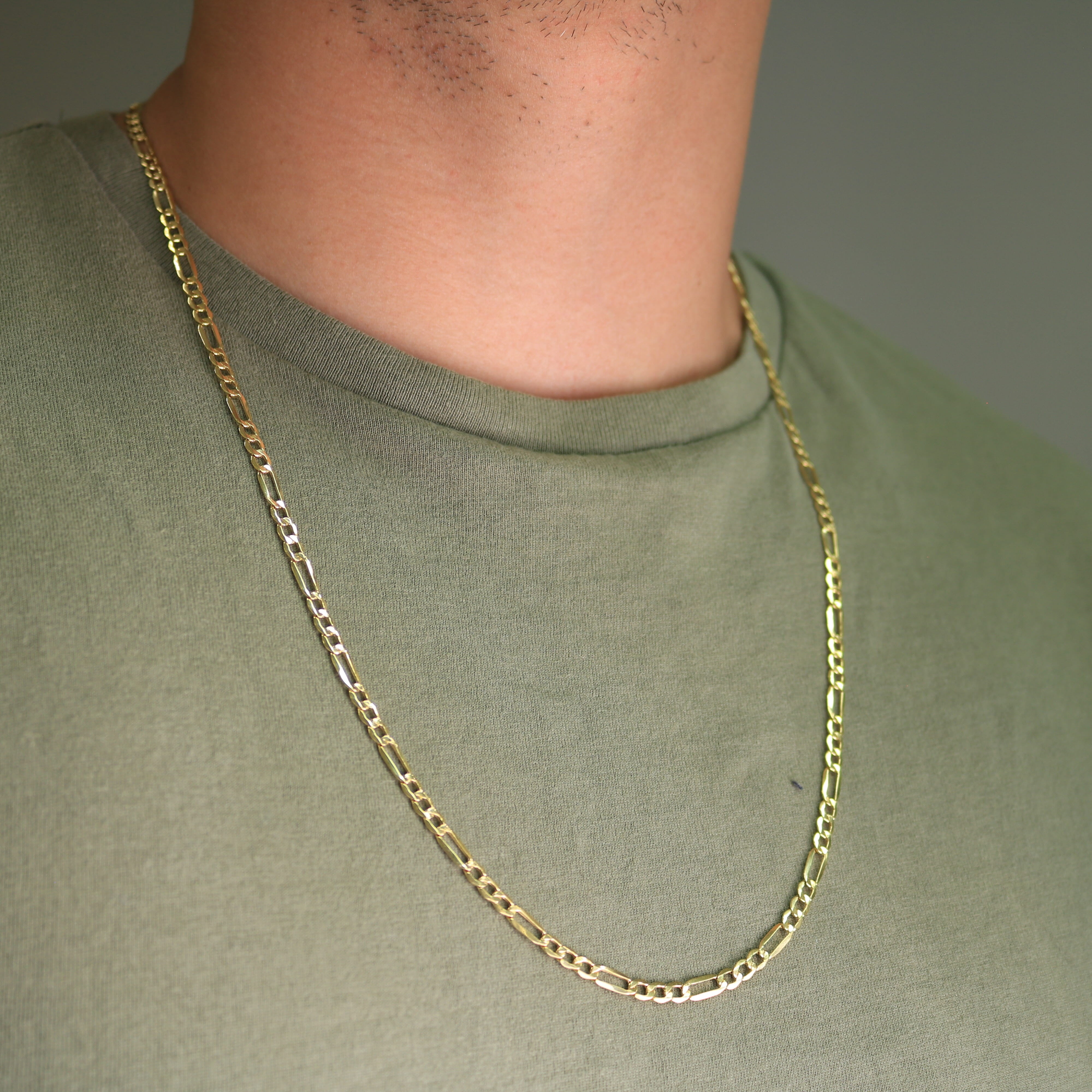 Nuragold 14k Real Yellow Gold Figaro Link 4.5mm Chain Necklace (16"-30") Italian Jewelry for Men & Women