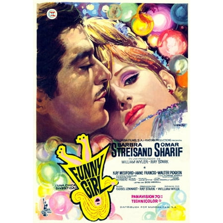 Barbra Streisand Poster Funny Girl From Left Omar Sharif Barbra Streisand Spanish Poster 1968 Movie Poster Masterprint ()