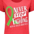 thumbnail image 4 of Inktastic Never Stop Fighting Mental Health Awareness Green Ribbon Women's Plus Size T-Shirt, 4 of 5