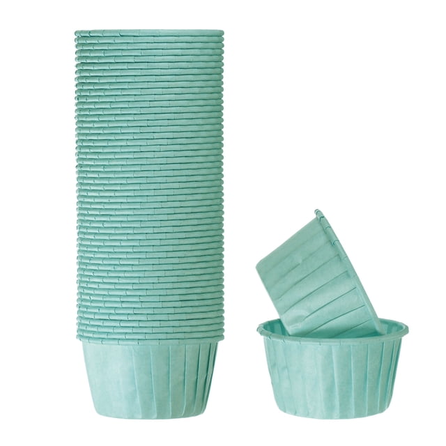 50pcs 3.5oz Moldes para Magdalenas de Papel de Tamaño Estándar Envoltorios Antiadherentes Desechables para Tartas Bodas Cumpleaños Navidad Postres Azul Verde