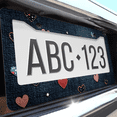 thumbnail image 6 of 1 Pcs Denim with Heart License Plate Frame, License Plate Cover for Car Decorative Parts, Aluminum License Plate Bracket Holder Rust-Proof Weather-Proof for US Standard Car, 6 of 9