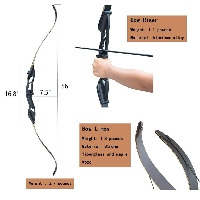 Bow and Arrow for Adults Takedown Recurve Bows Hunting Bow Archery