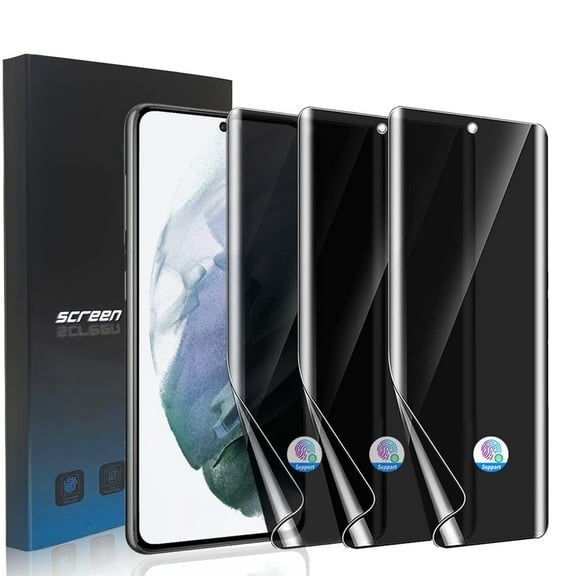 ZYQEEE Privacy Screen Protector for Samsung Galaxy S21, Anti-Spy Flexible TPU Hydrogel Film for Galaxy S21, Support Fingerprint Unlock,Curved Coverage, 3 Pack