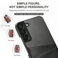 thumbnail image 4 of Dteck For Samsung Galaxy S22 Plus,Luxury Leather Card Holder Hard Back Lightweight Retro Slim Case Cover for Galaxy S22+ 5G,Black, 4 of 5