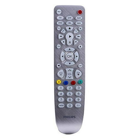 Philips Universal Remote Control for Samsung  Vizio  LG  Sony  Sharp  Roku  Apple TV  RCA  Panasonic  Smart TVs  Streaming Players  Blu-ray  DVD  Simple Setup  6 Device  Silver  SRP3016S/27