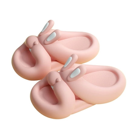 

4-5 Years Girls Summer Bath Shower Beach Sliders Pool Water Shoes Toddler Slippers Baby Girls Cute Cartoon Rabbit EVA Soft Non-slip Thick Bottom Outdoor Slippers Pink