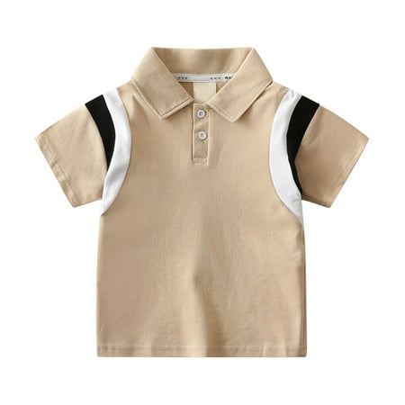 

LNMQLPDBS Boys Tops Boys Patchwork Fashion Lapel Short Sleeve T Shirt Baby Tops