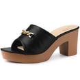 thumbnail image 1 of Sandalias de tacón de bloque con plataforma y punta abierta para mujer negro, US 8.5, 1 of 6
