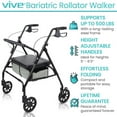 thumbnail image 2 of Vive Bariatric 4-Wheel Rollator Walker for Seniors – Heavy Duty 500 lbs Capacity, Lightweight Folding Walker with Seat & Brakes – Mobility Aid, Black, 2 of 9