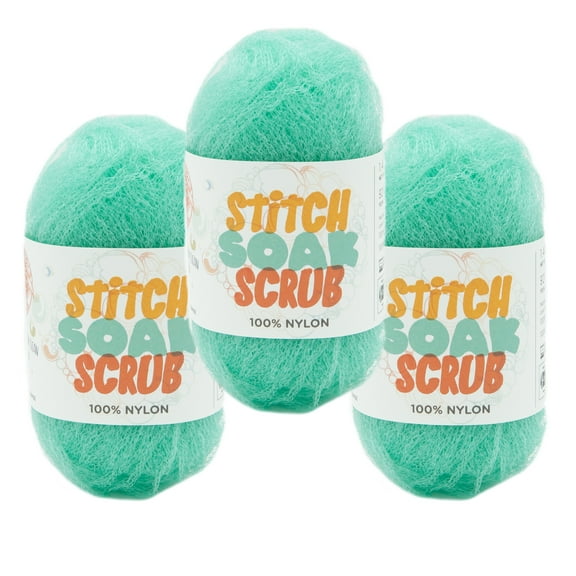 Lion Brand Yarn Stitch Soak Scrub Cabbage Medium Nylon Yarn 3 Pack