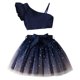 thumbnail image 1 of Odeerbi 3-8 Años Niñas Conjuntos de Verano Punto Elástico Top de Un Hombro Con Falda de Tul Brillante Conjunto de Dos Piezas Falda de Princesa Con Lazo de Encaje Y Volantes, 1 of 9