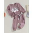 thumbnail image 4 of Musuos Baby Girl 2Pcs Fall Outfits 6 12 18 24M 3T Heart Letter Long Sleeve Print Sweatshirt + Pants Set Toddler Clothes, 4 of 10