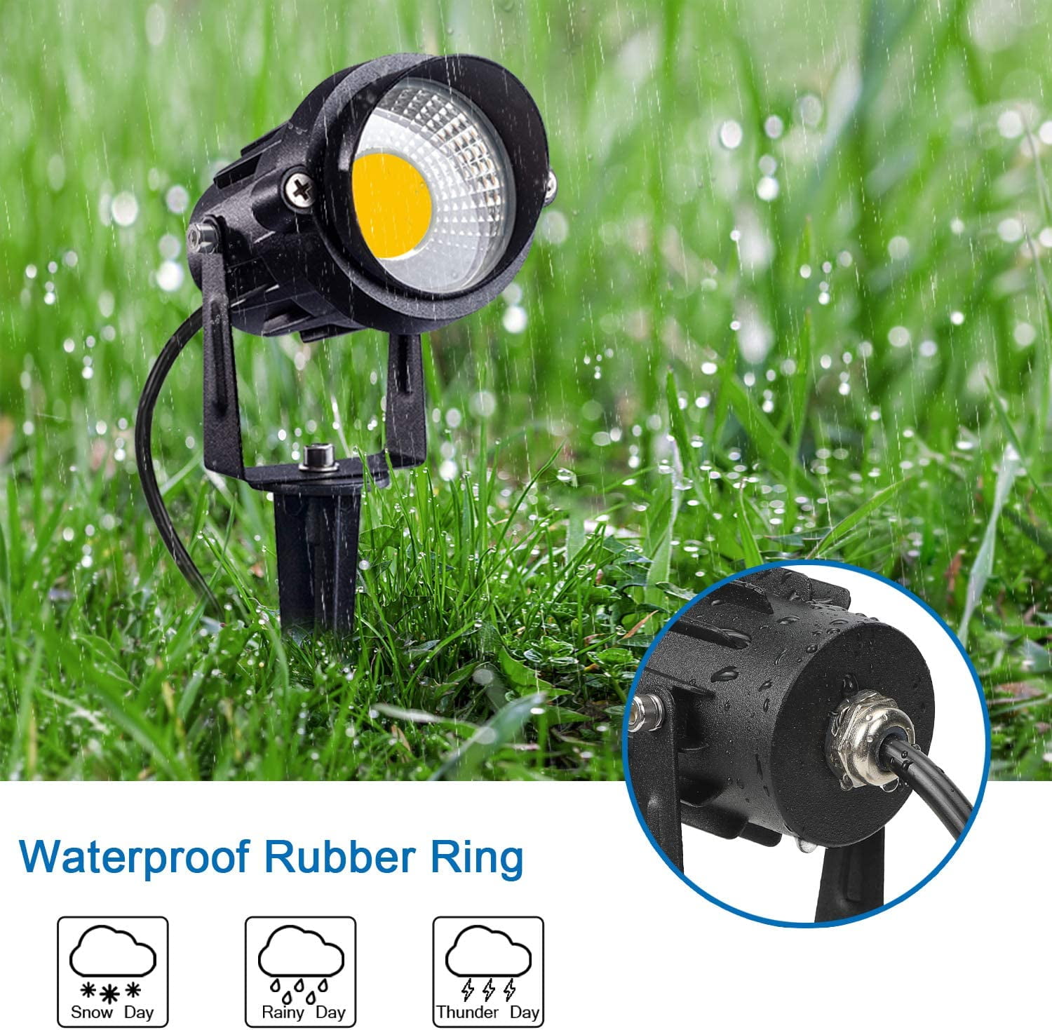 SUNVIE Spotlight Outdoor 12W 120V LED Landscape Lighting with Spiked Stake for Garden, 4 Pack