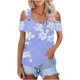 thumbnail image 1 of Camisas de Manga Corta para las Mujeres de Verano Sexy Frío Hombro Suéter Blusa Cuello en V Sólido, Ligero para Diario, 1 of 9