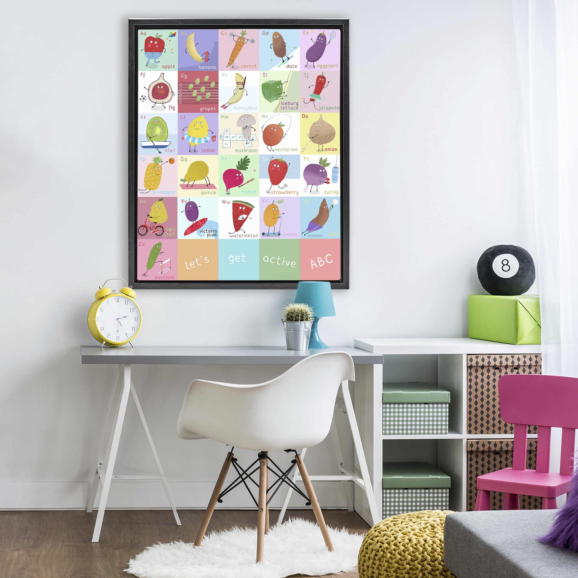 Stupell Industries Let's Get Active ABC's Black Framed Floater Canvas Wall Art, design by Carla Daly