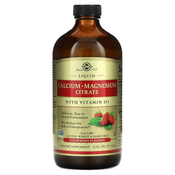 Solgar Liquid Calcium Magnesium Citrate with Vitamin D3 - Strawberry