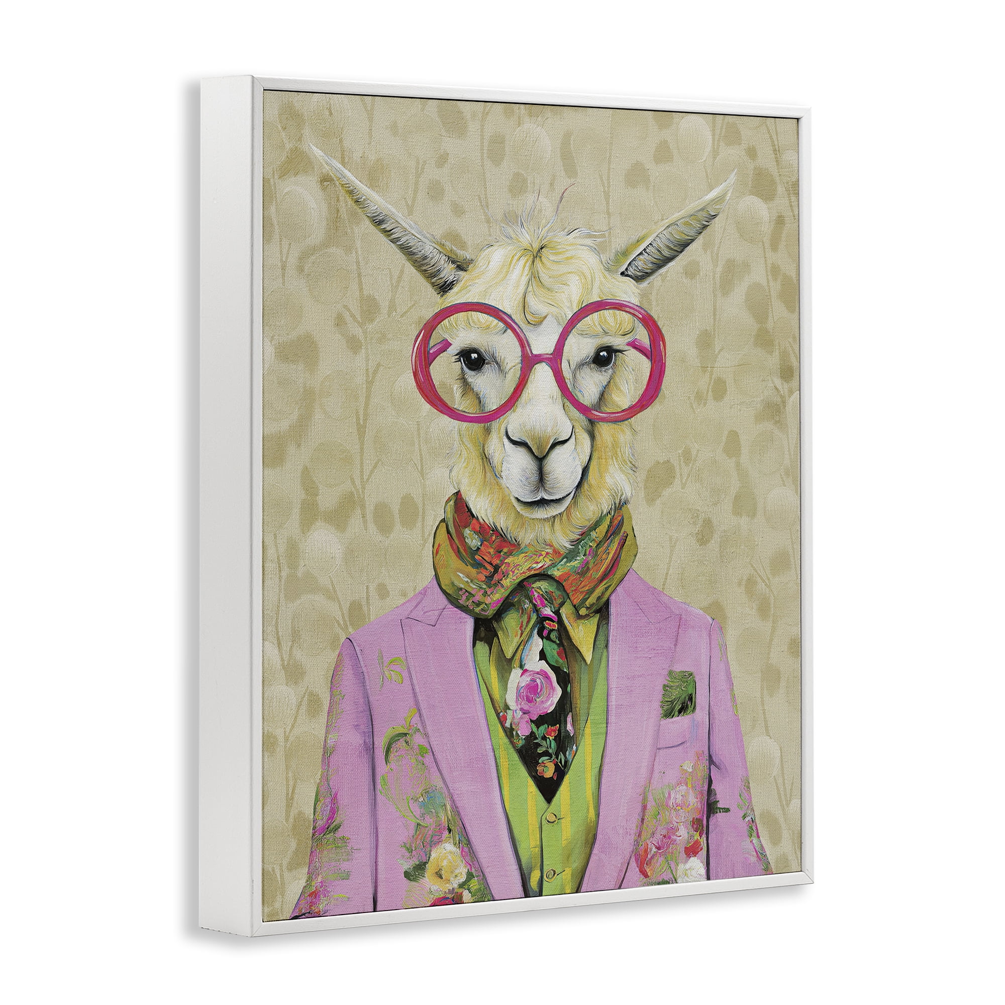Stupell Industries Stylish Llama with Glasses White Framed Giclee Art, design by Svetlana Aleynikova