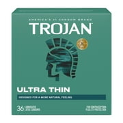 Trojan Ultra Thin Latex Lubricated Condoms for a More Natural Feeling, 36 Count