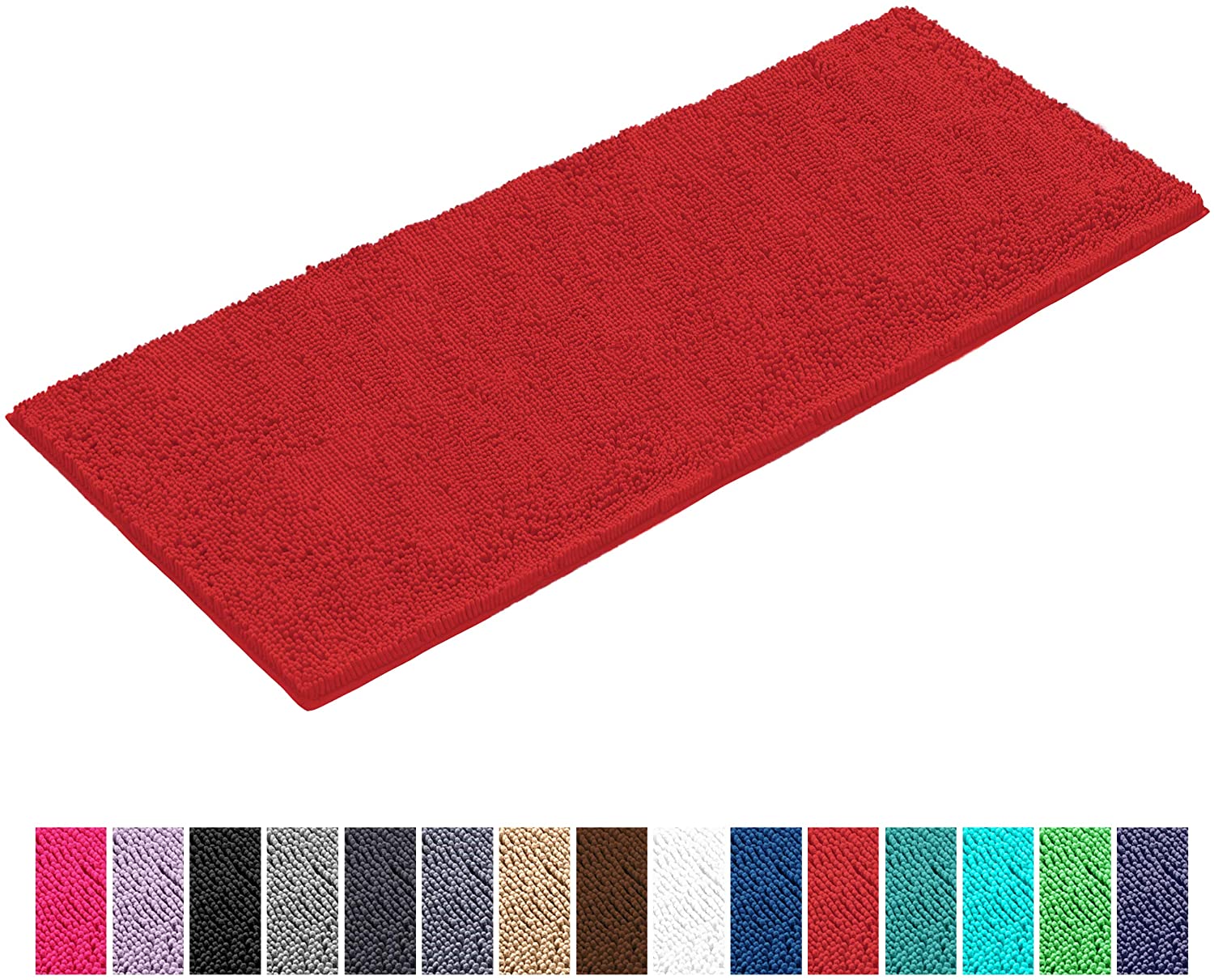 LuxUrux Bath MatExtraSoft Plush Bath Shower Bathroom Rug,1'' Chenille Microfiber Material