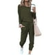 thumbnail image 1 of Conjunto de 2 piezas para mujer, holgado, elástico, elegante, de manga larga, jersey, pantalón, ropa de dormir de otoño, conjunto de pijamas verde M, 1 of 5